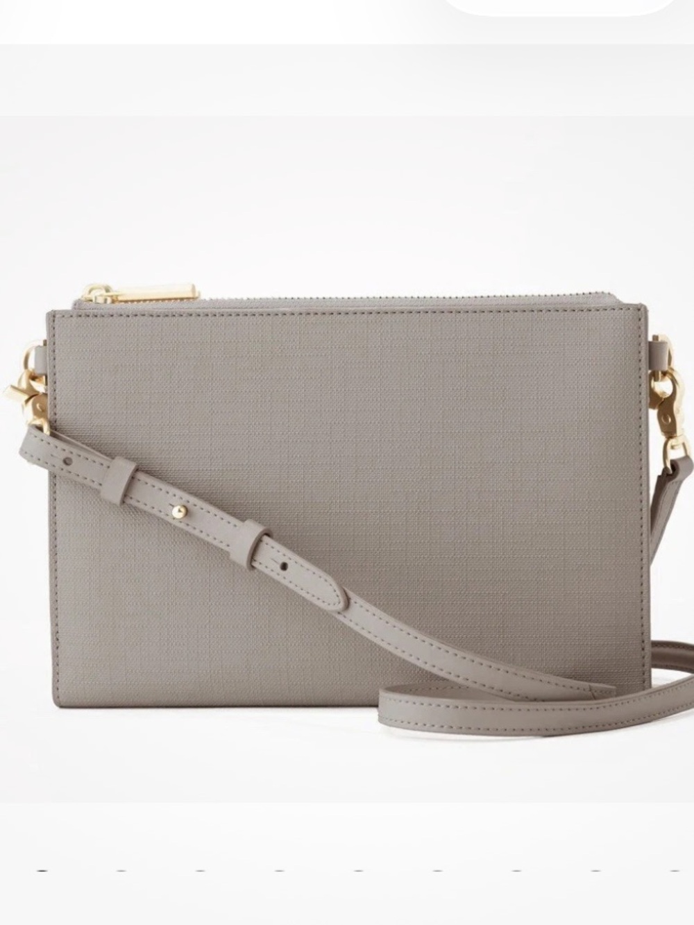 Dagne Dover Taupe Wristlet Crossbody with Gold Hardware